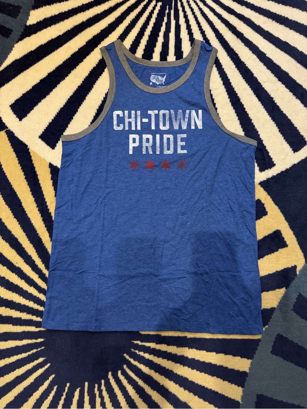 Todd Snyder Blue Chi-Town Pride Tank Top with Gray Trim